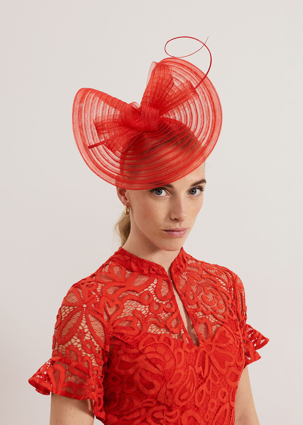 Red Twist Fascinator Red