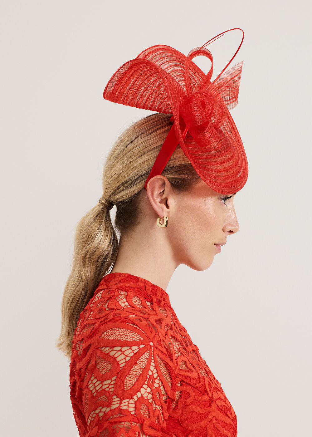 Red Twist Fascinator Red