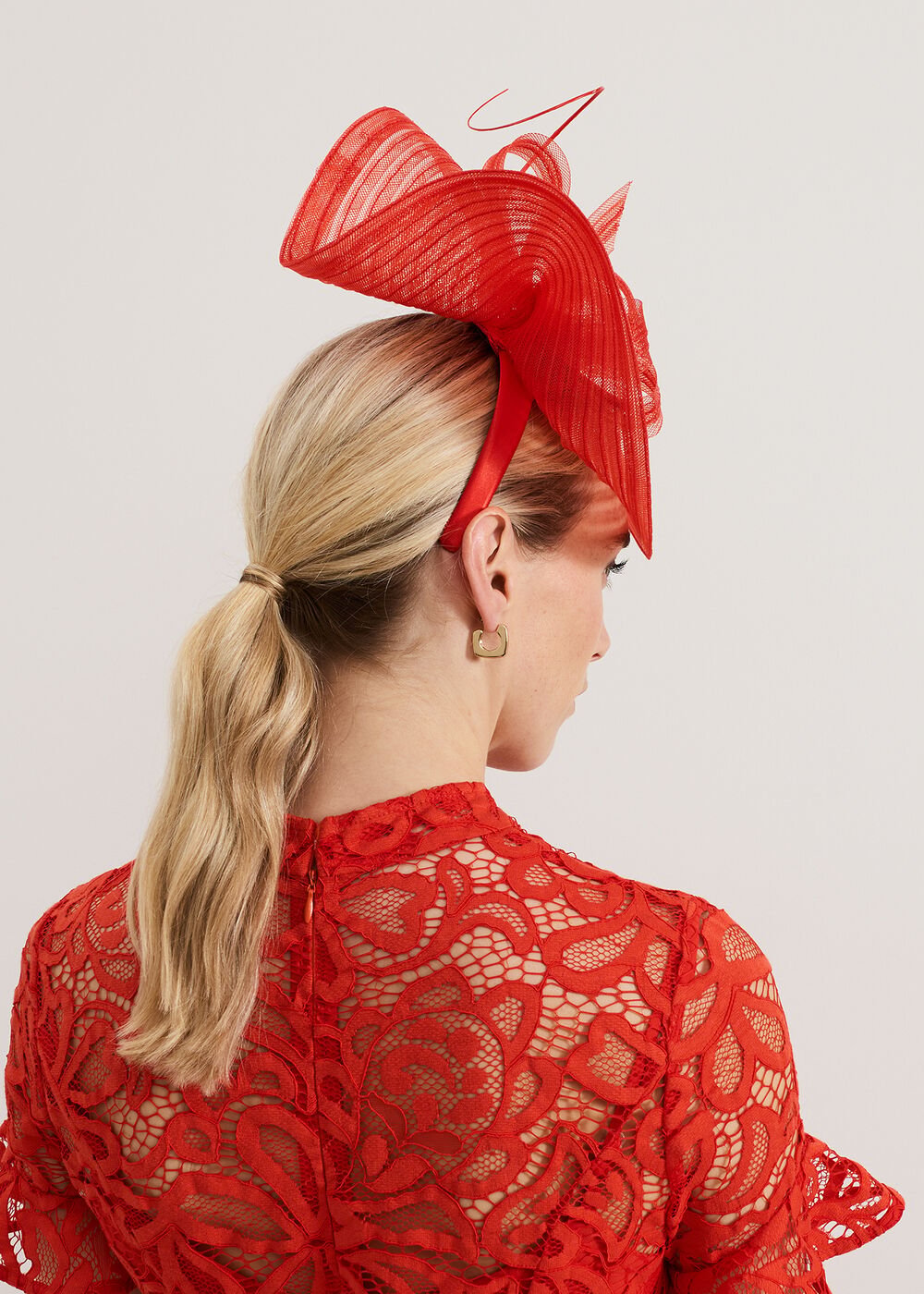 Red Twist Fascinator Red