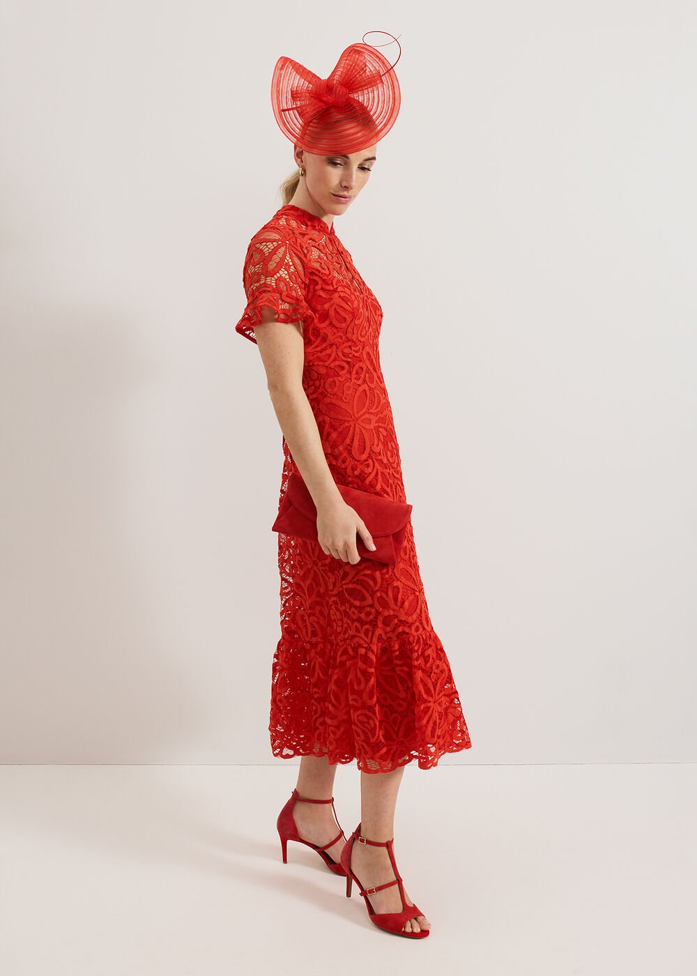 Red Twist Fascinator Red
