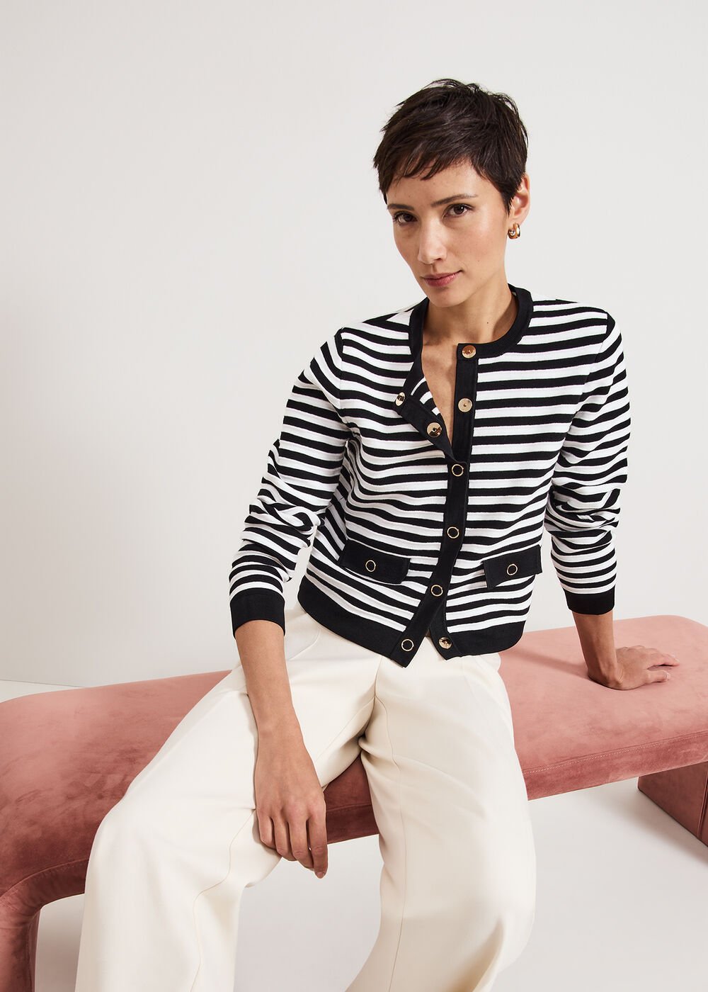 Evie Stripe Jacket Black/Ivory