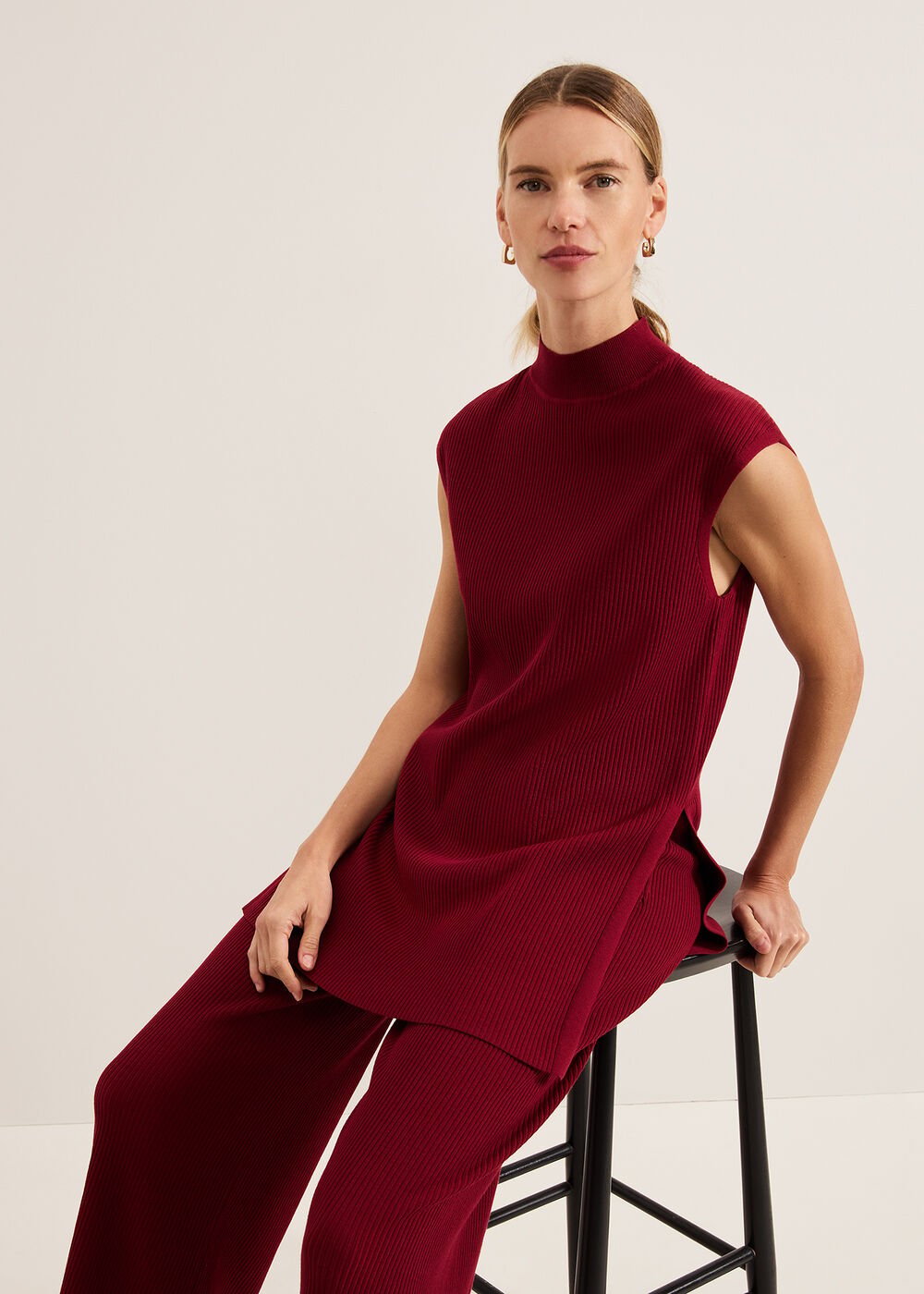 Lori Ribbed Tunic Burgundy