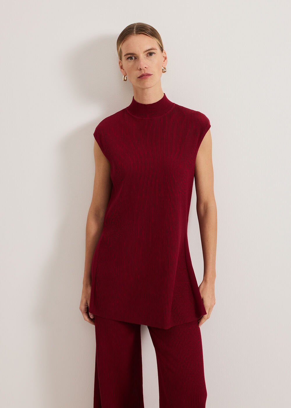 Lori Ribbed Tunic Burgundy