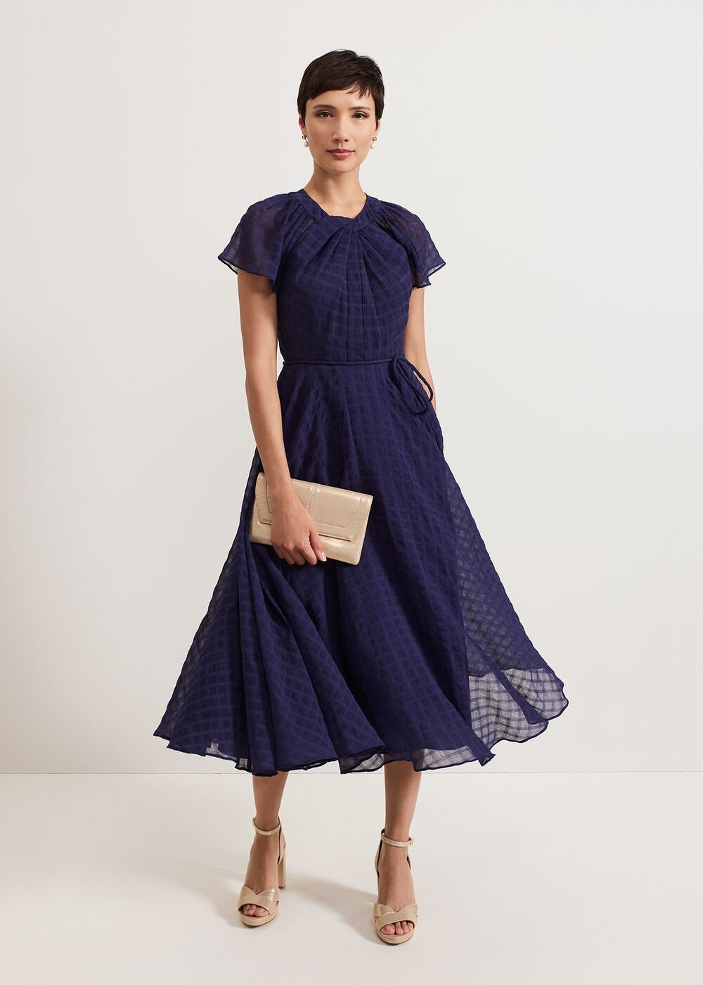 Gwen Textured Dress Navy