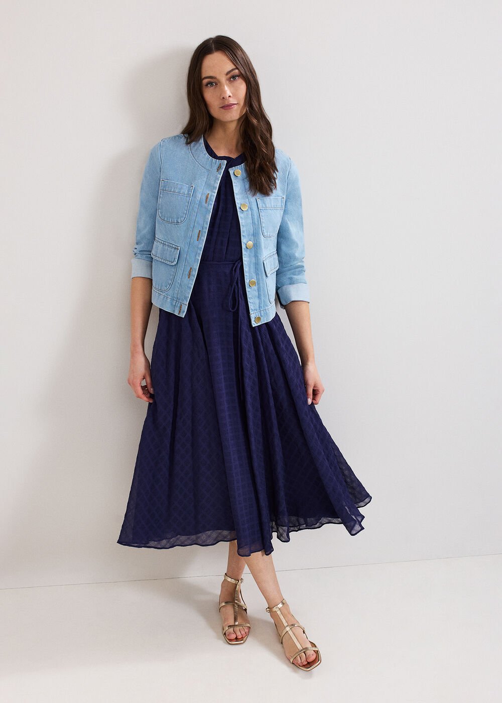 Gwen Textured Dress Navy