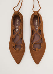 Tan Tie Flat Shoes Tan