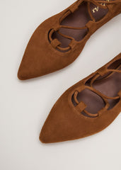 Tan Tie Flat Shoes Tan