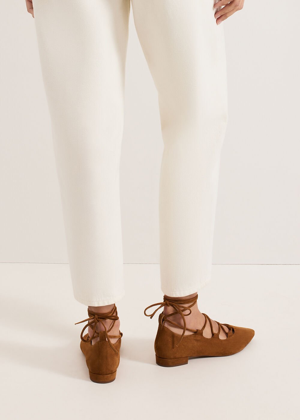 Tan Tie Flat Shoes Tan