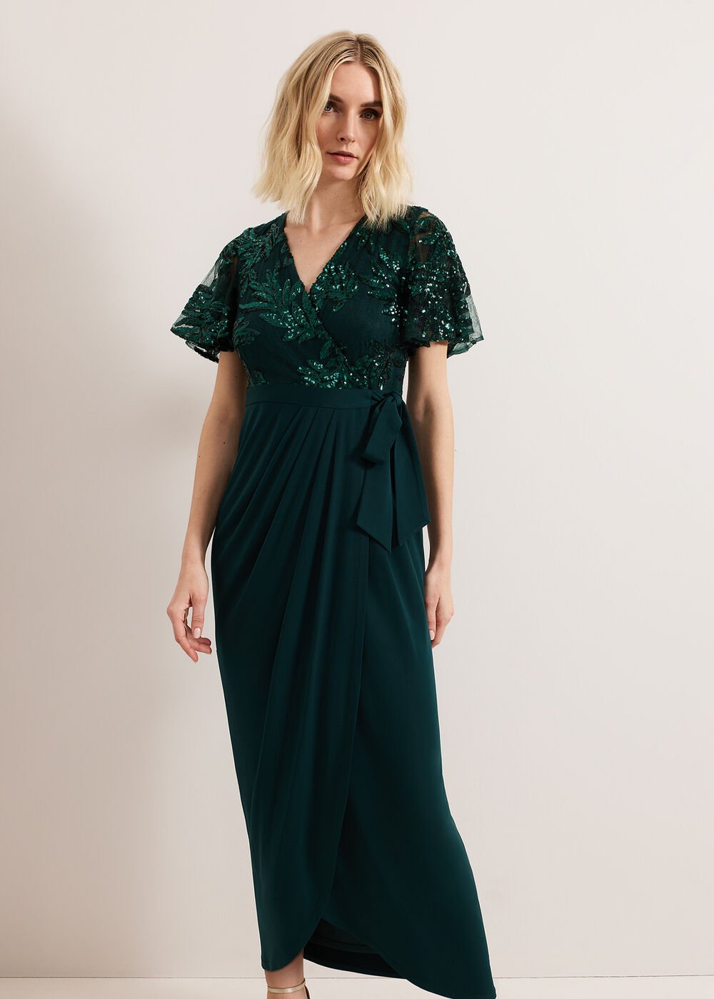 Minty Wrap Dress Dark Green