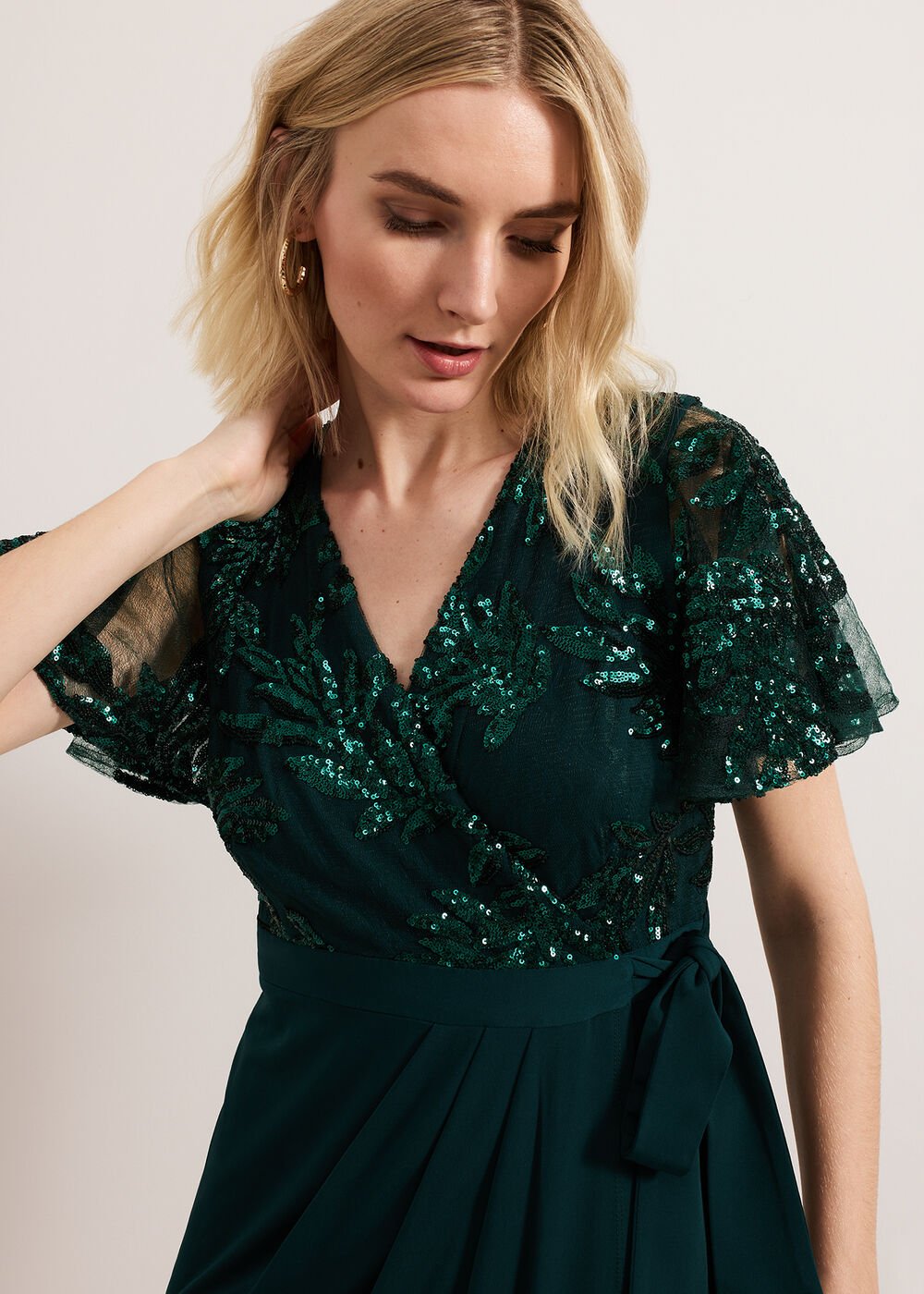 Minty Wrap Dress Dark Green