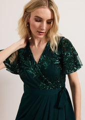 Minty Wrap Dress Dark Green