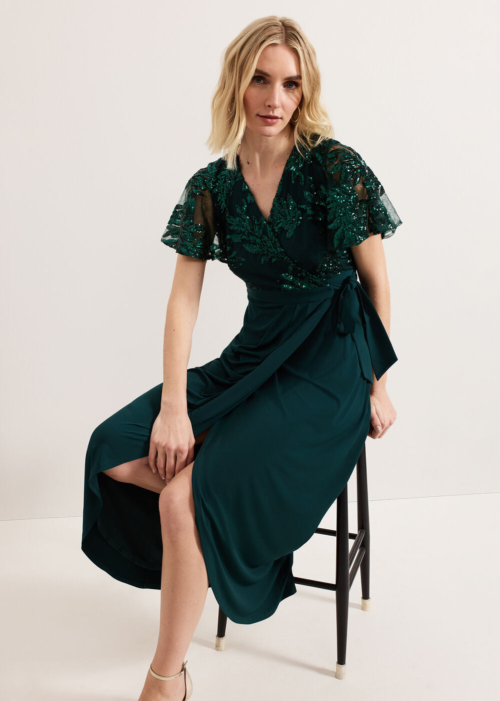 Minty Wrap Dress Dark Green