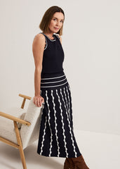 Liz Scallopped Skirt Navy/Ivory