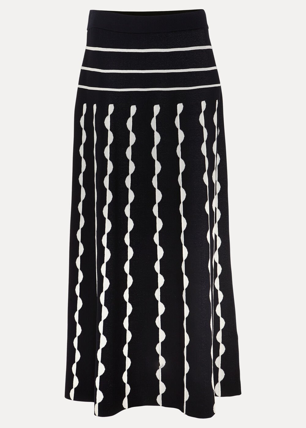 Liz Scallopped Skirt Navy/Ivory