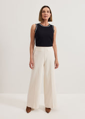 Liz scallop knit Shell Top Navy/Ivory