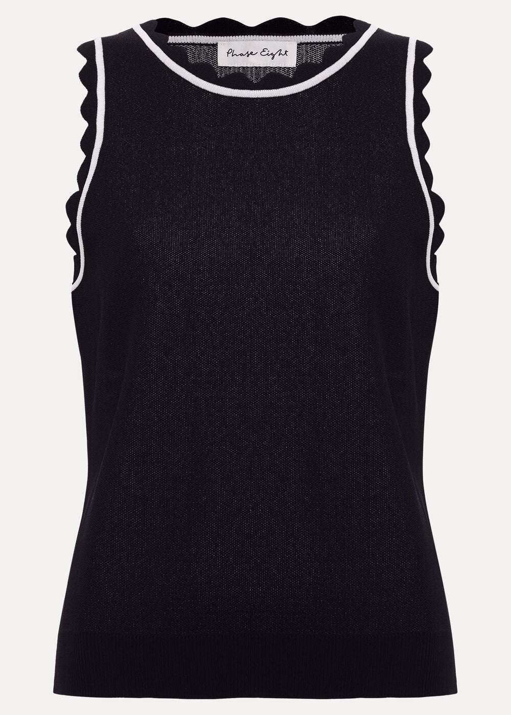 Liz scallop knit Shell Top Navy/Ivory