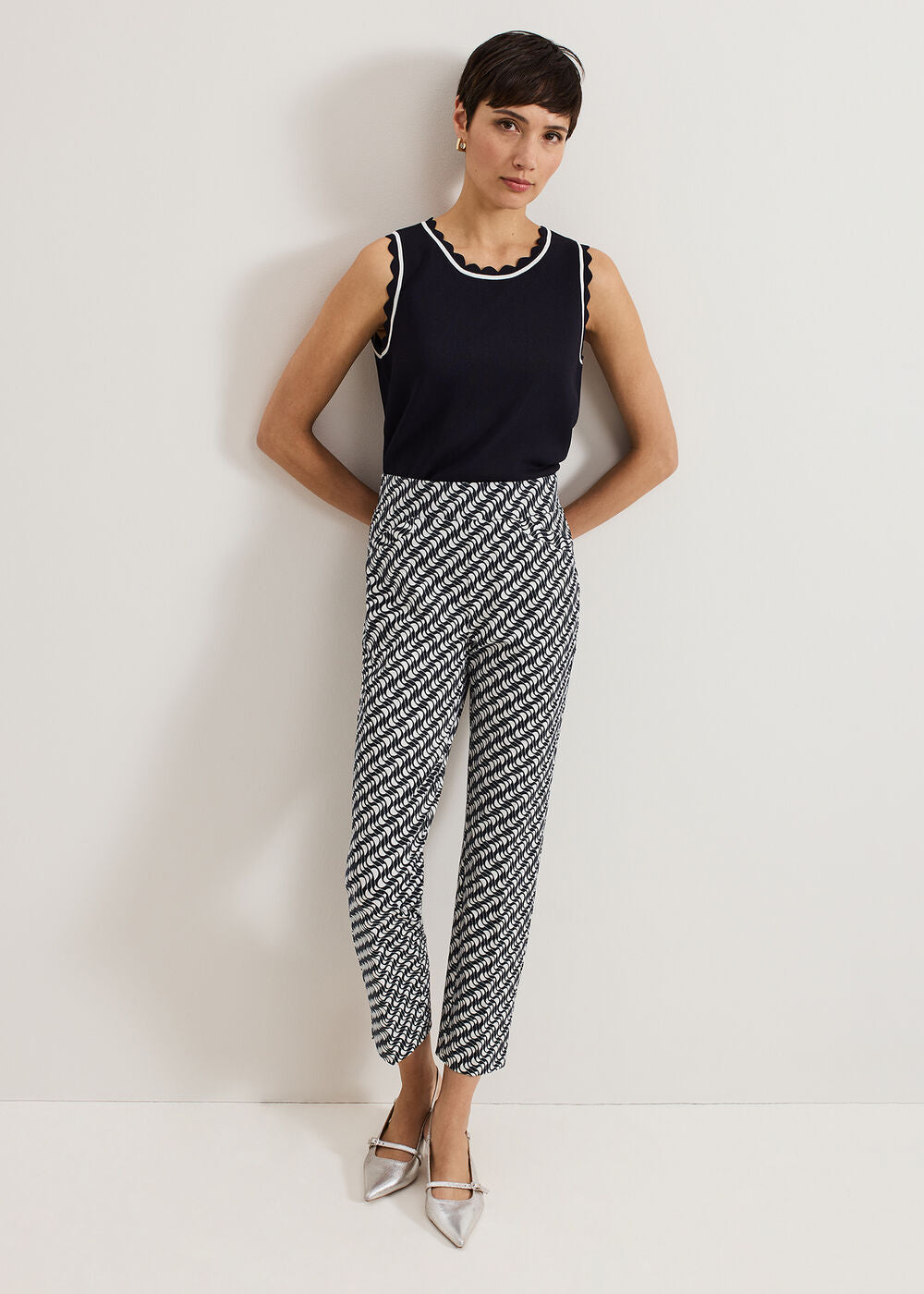 Carmella Trouser Navy/Ivory