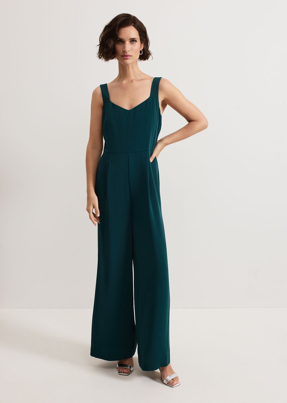 Davina Spot Jumpsuit Dark Green