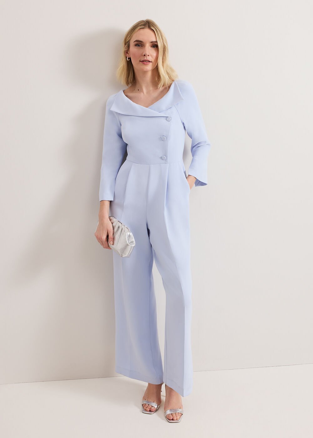 Sienna Tux Jumpsuit Blue