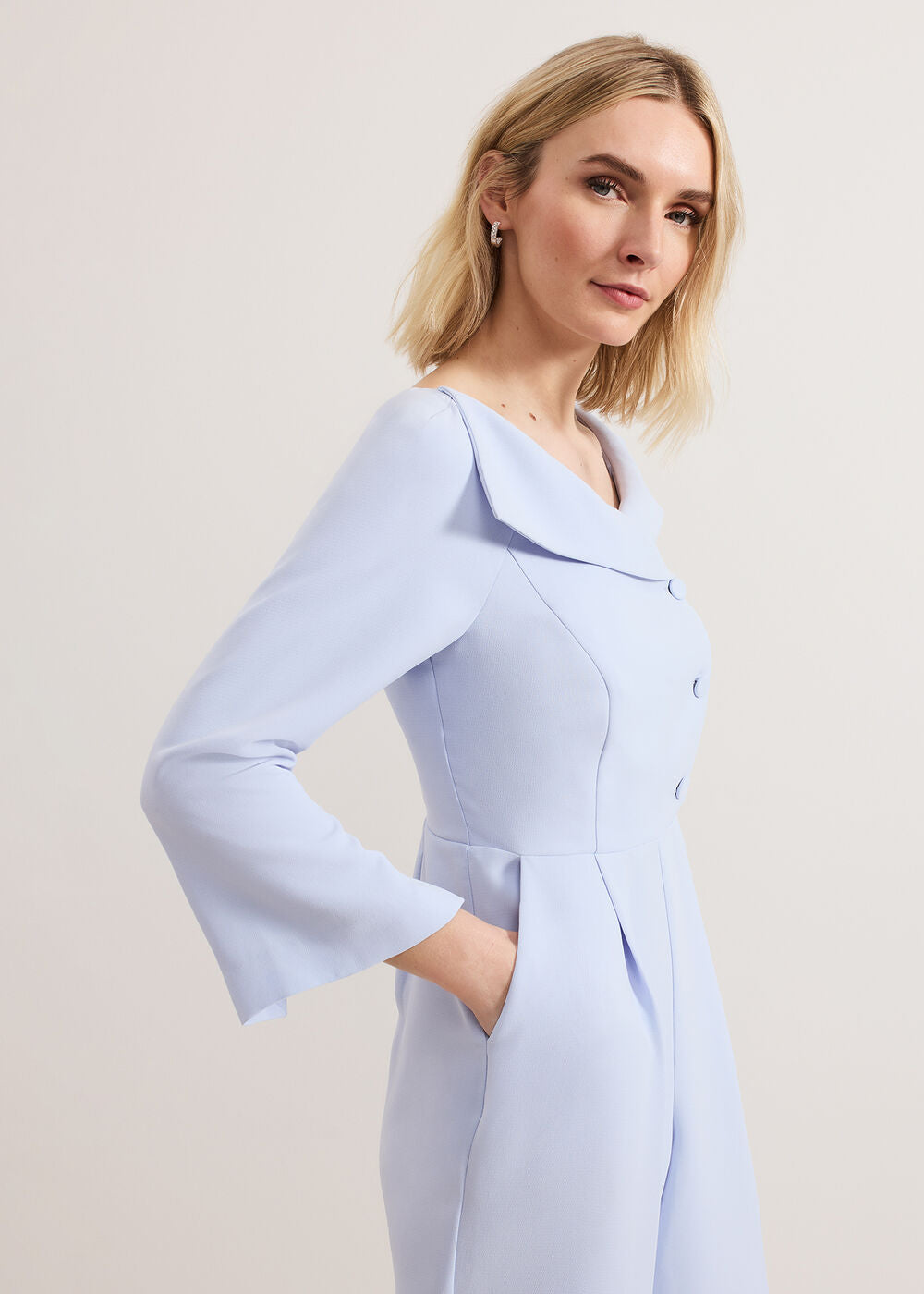 Sienna Tux Jumpsuit Blue