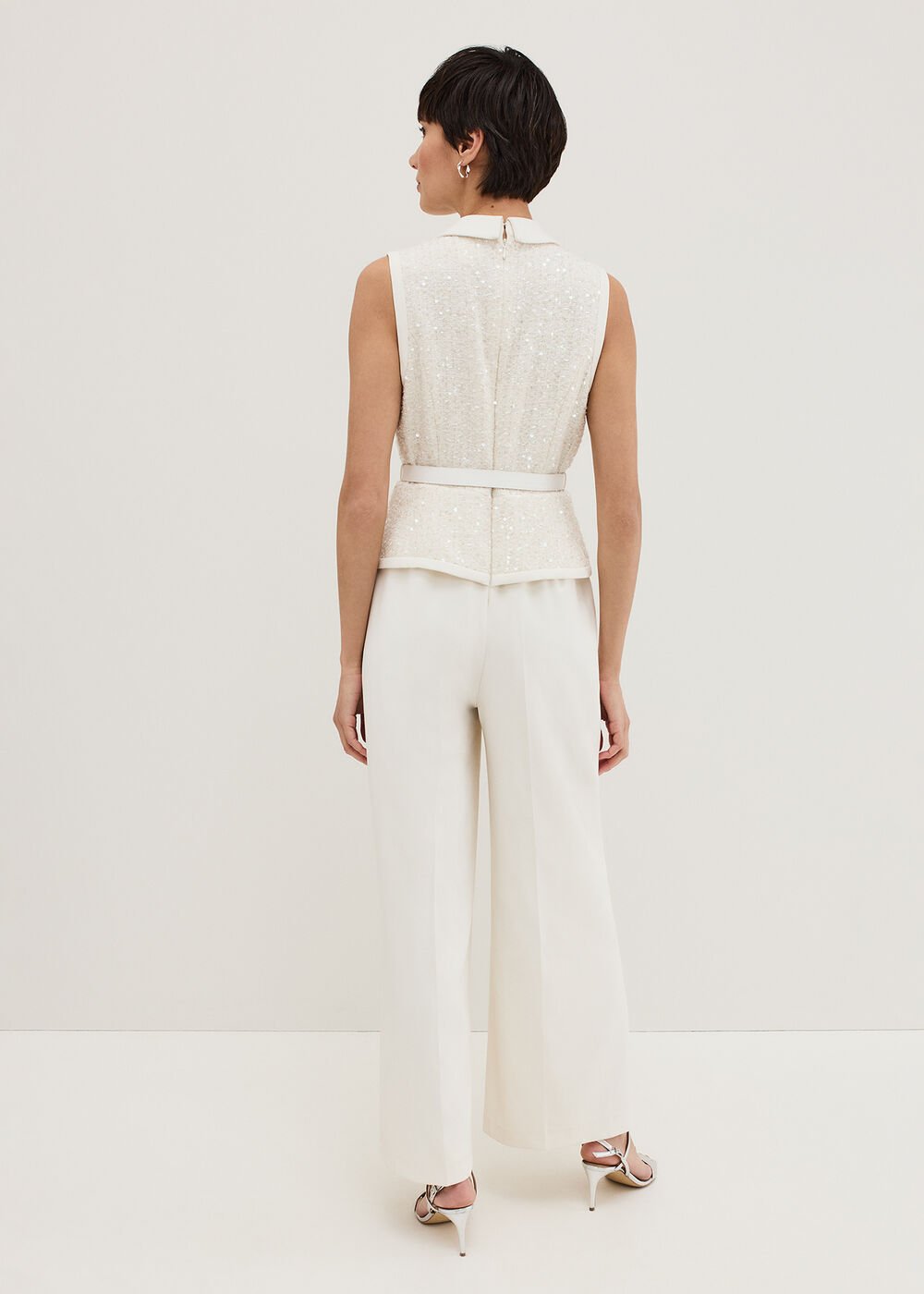 Ruby Sequin Tailored Jumpsuit Ivory