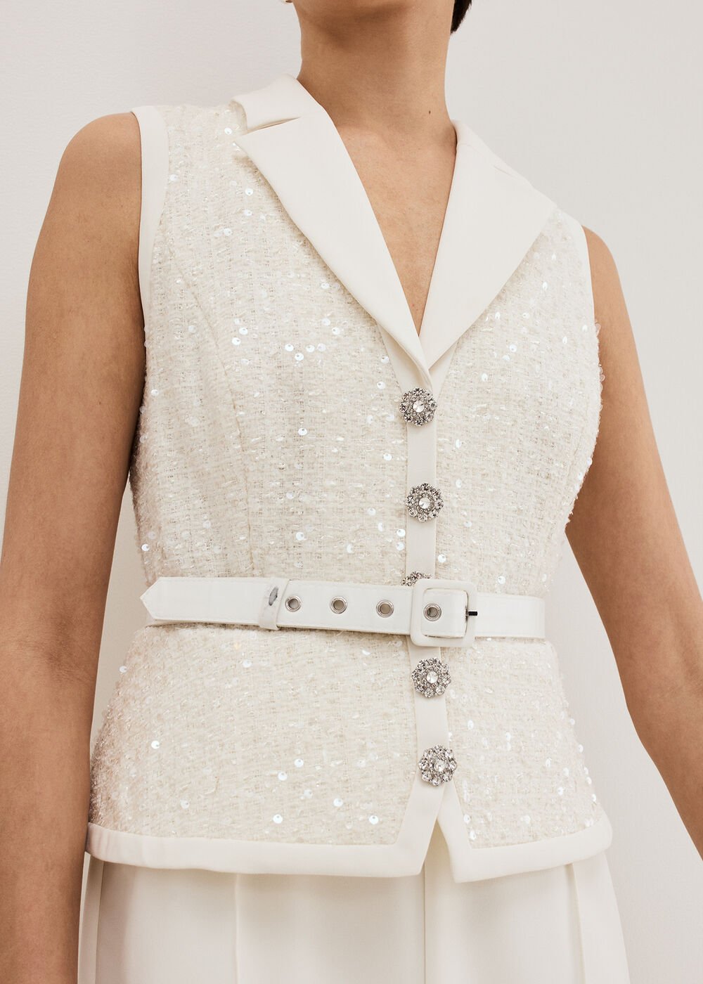 Ruby Sequin Tailored Jumpsuit Ivory