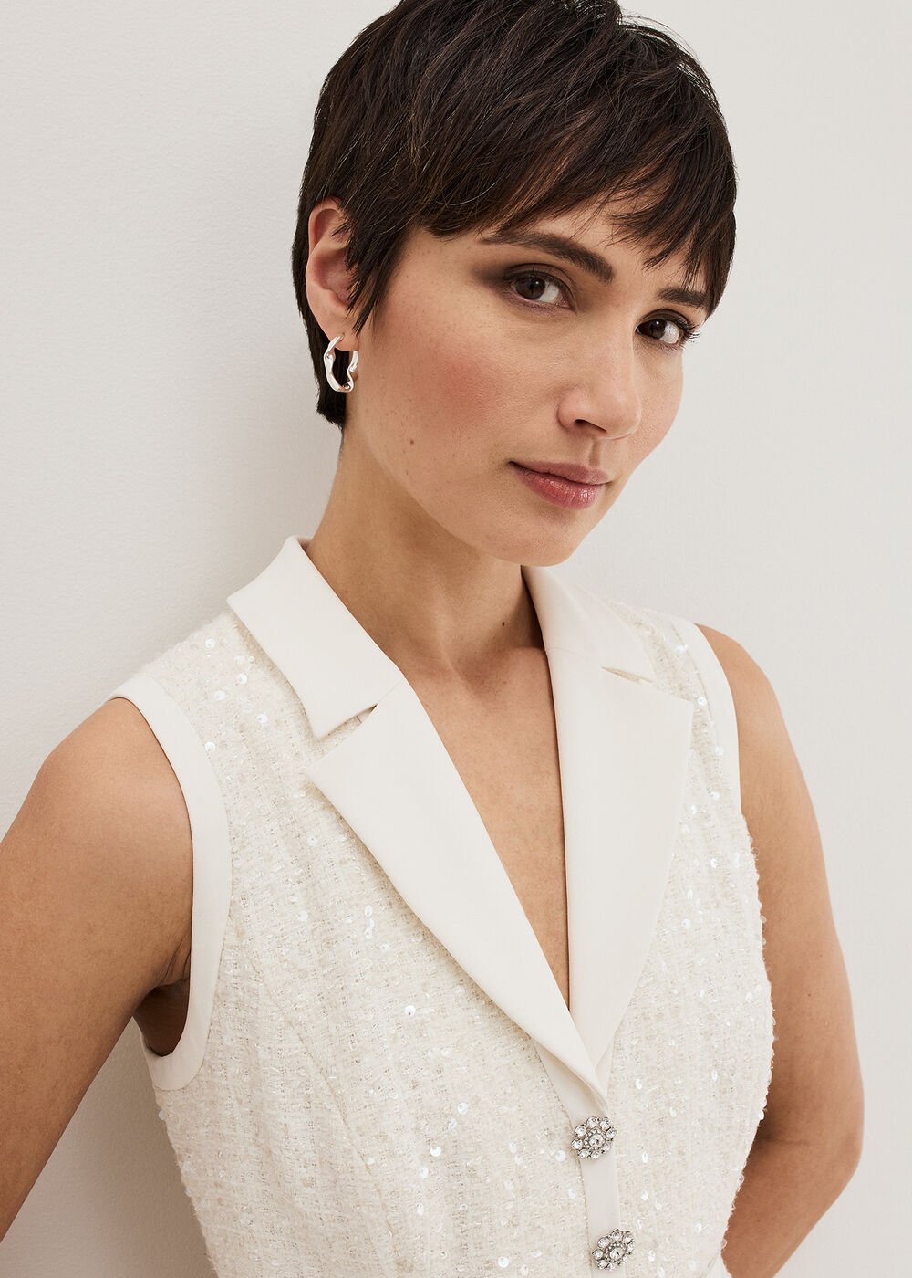 Ruby Sequin Tailored Jumpsuit Ivory