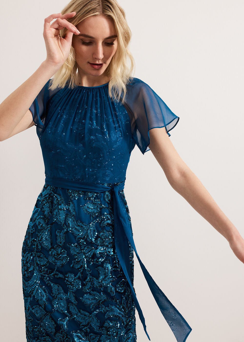 Talia Sequin Dress Teal