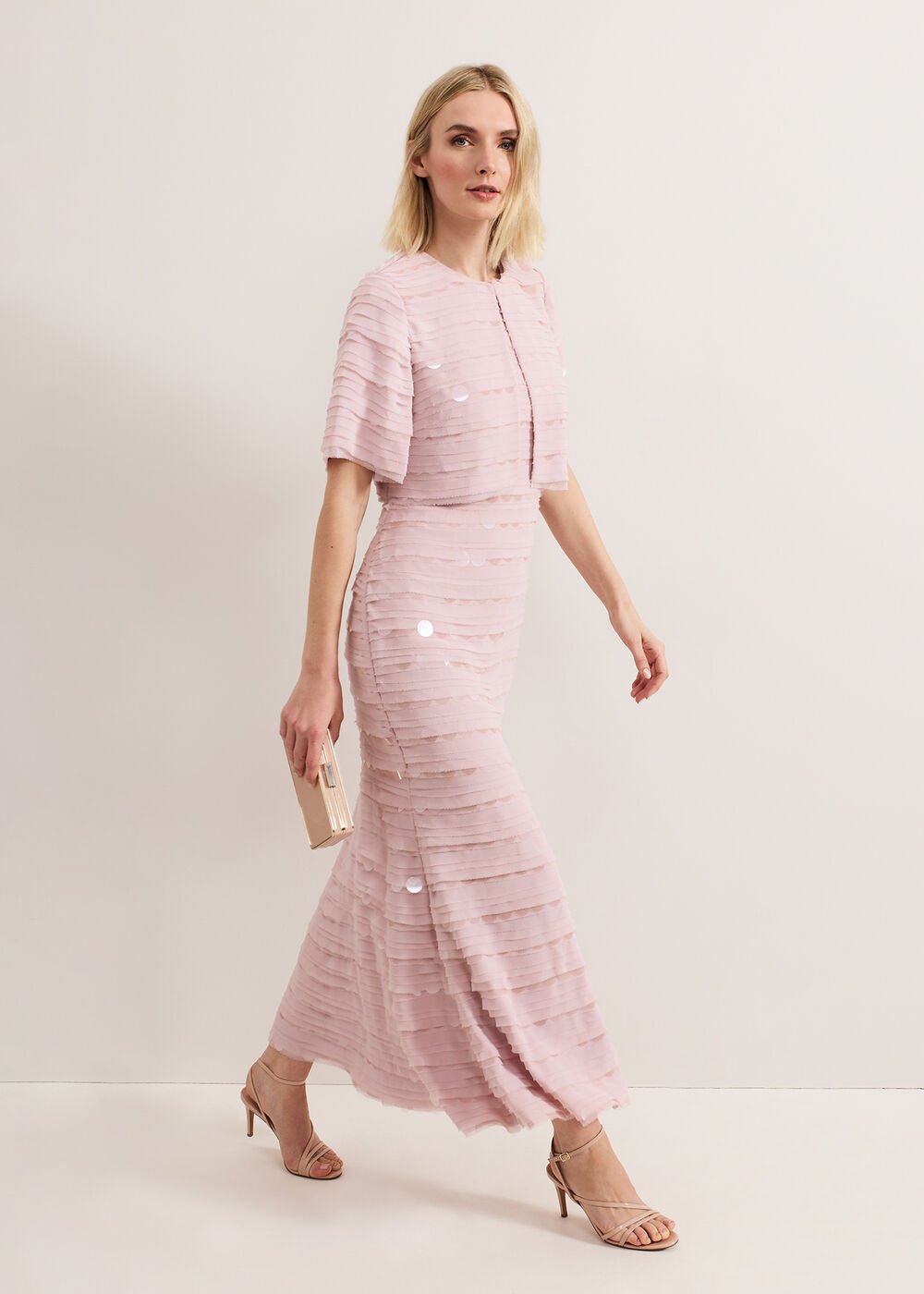Amitis Sequin Dress Antique Rose