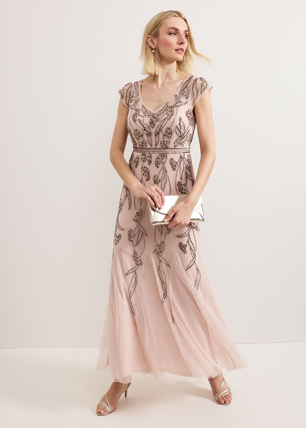 Evonne Beaded Dress Pale Pink