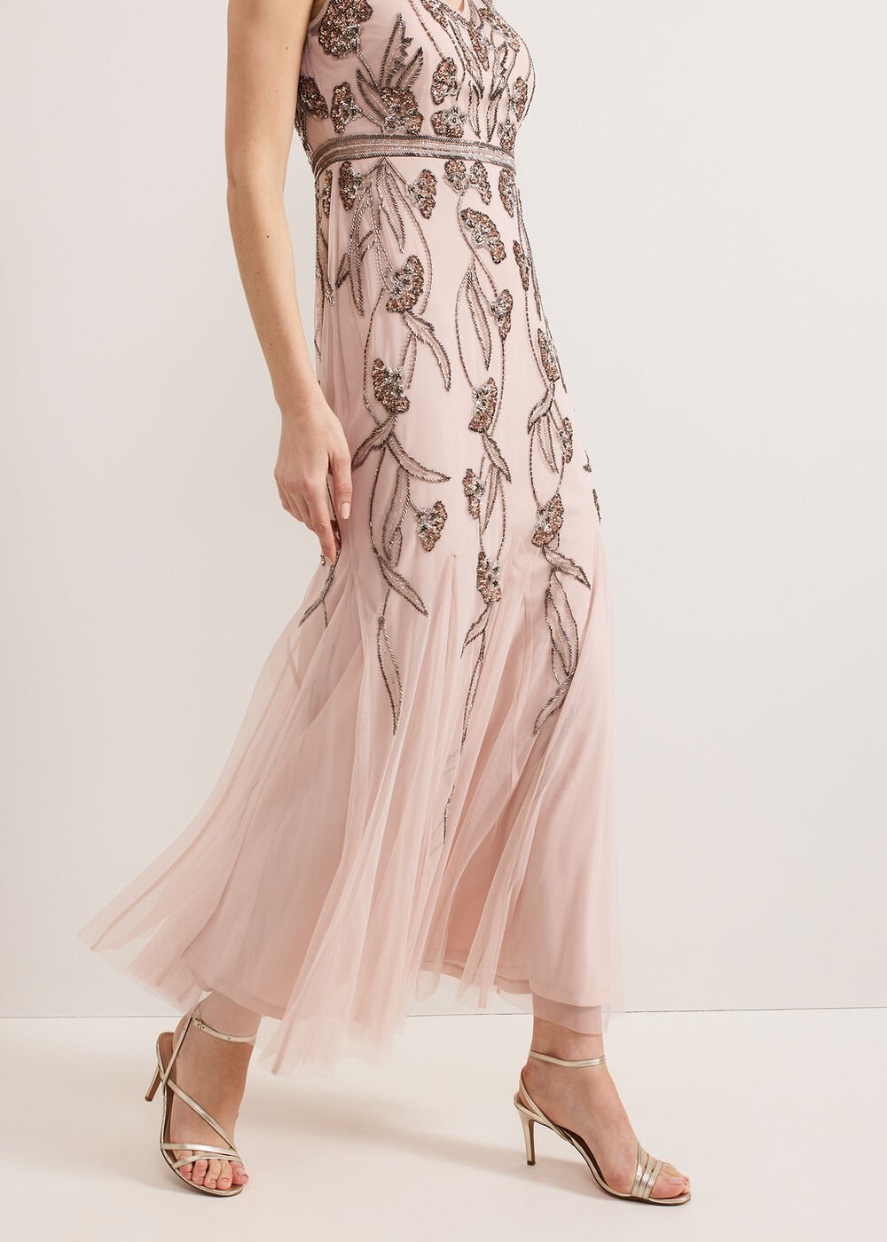 Evonne Beaded Dress Pale Pink