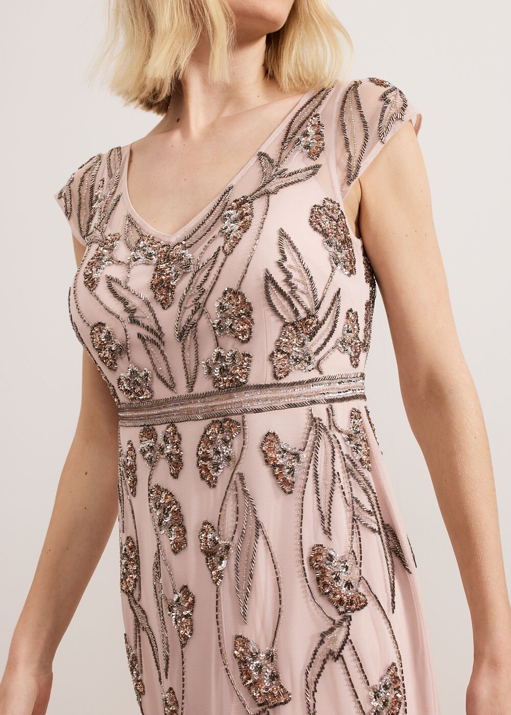 Evonne Beaded Dress Pale Pink