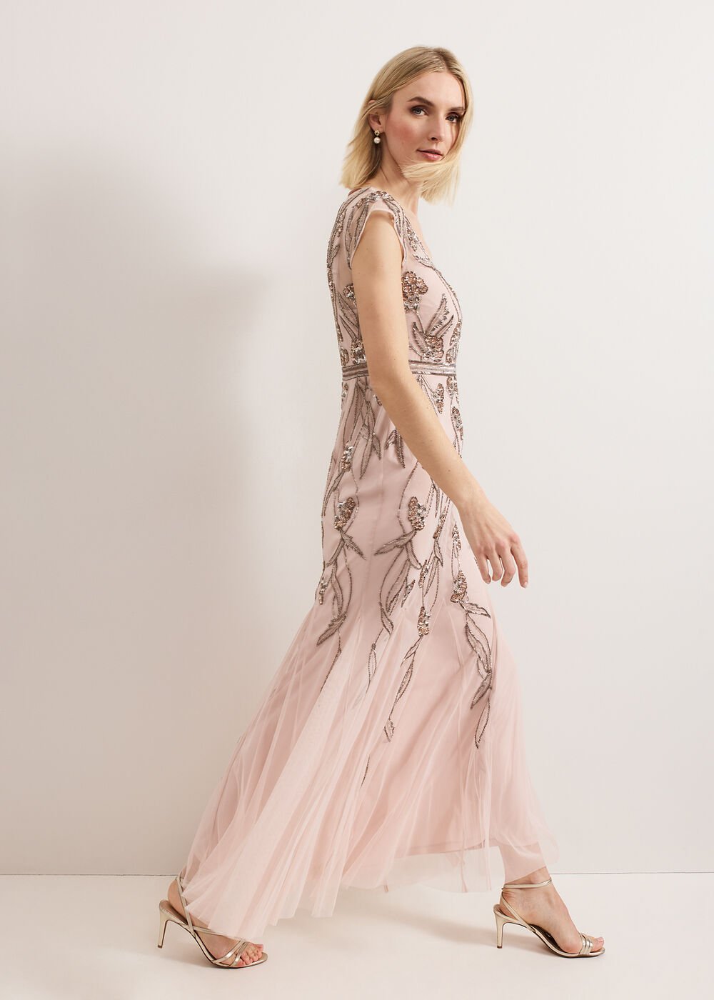 Evonne Beaded Dress Pale Pink