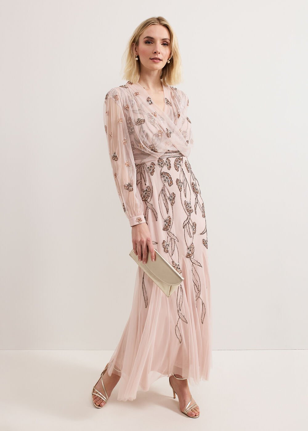 Evonne Beaded Dress Pale Pink