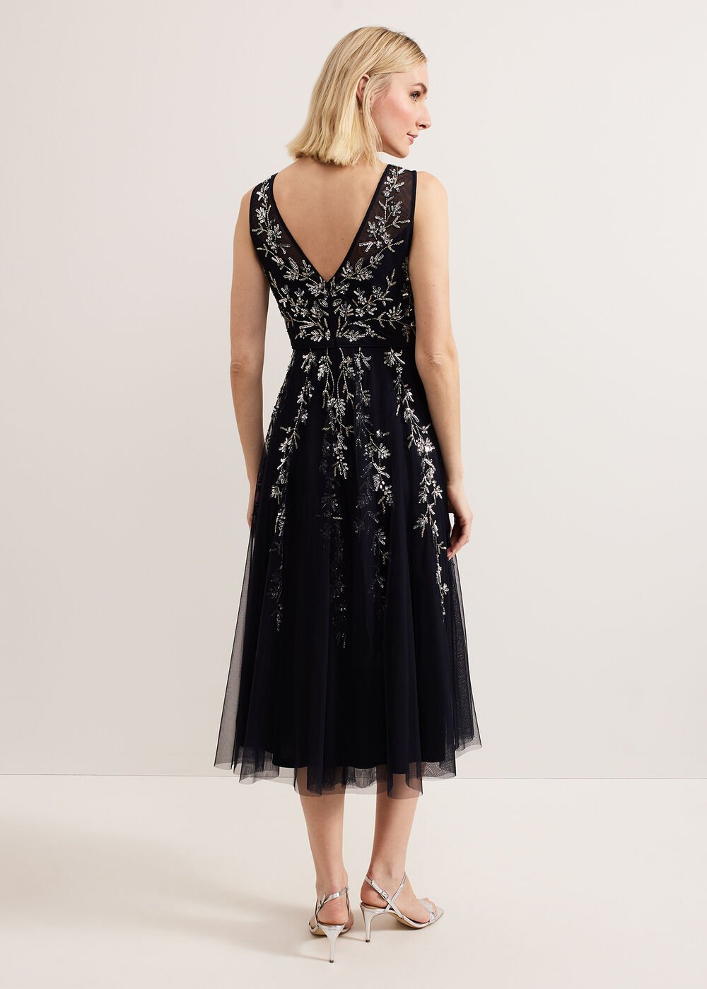 Marissa Beaded Dress Navy