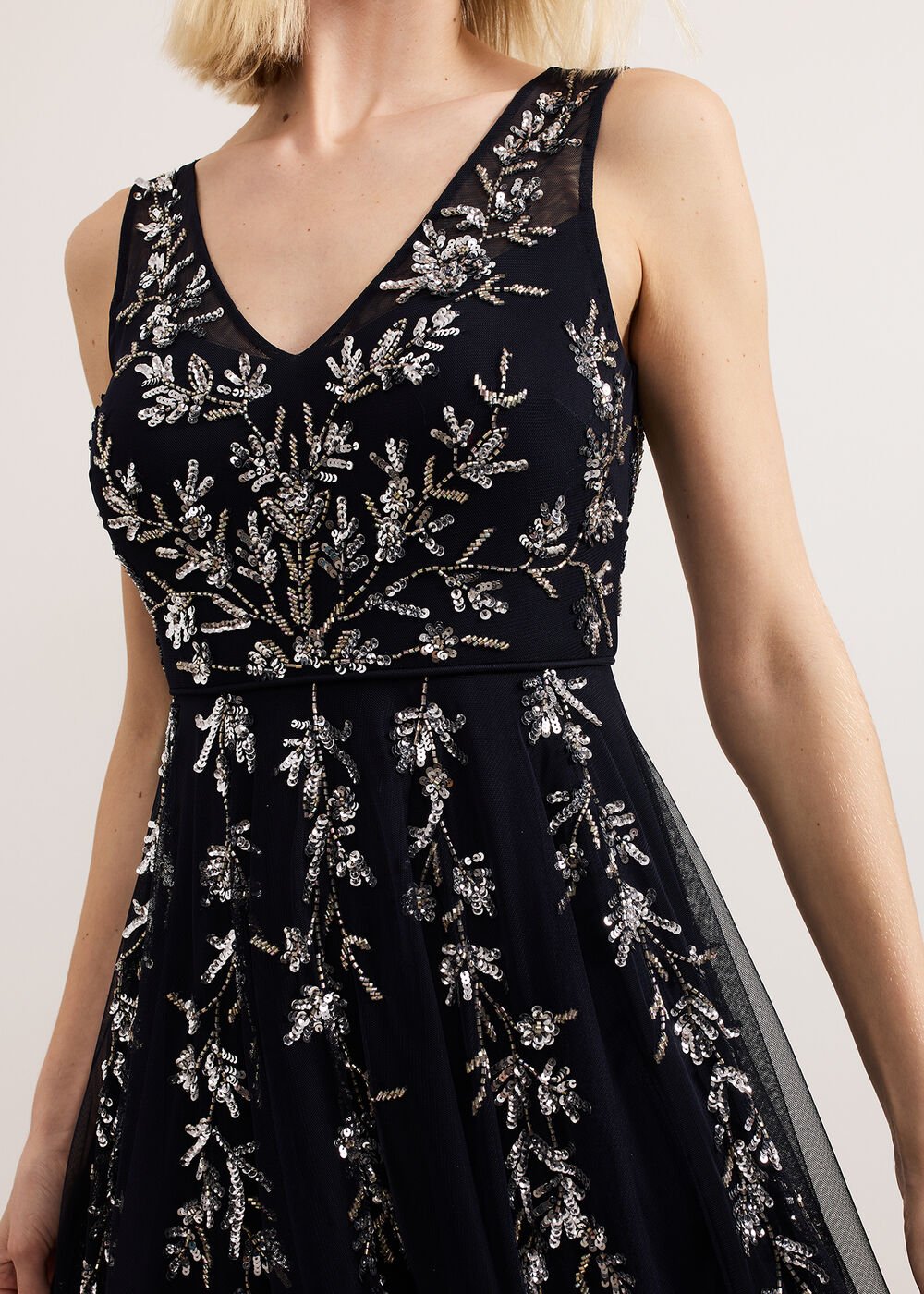 Marissa Beaded Dress Navy