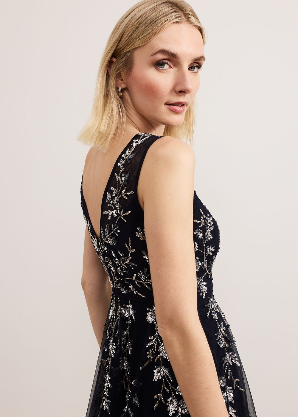 Marissa Beaded Dress Navy