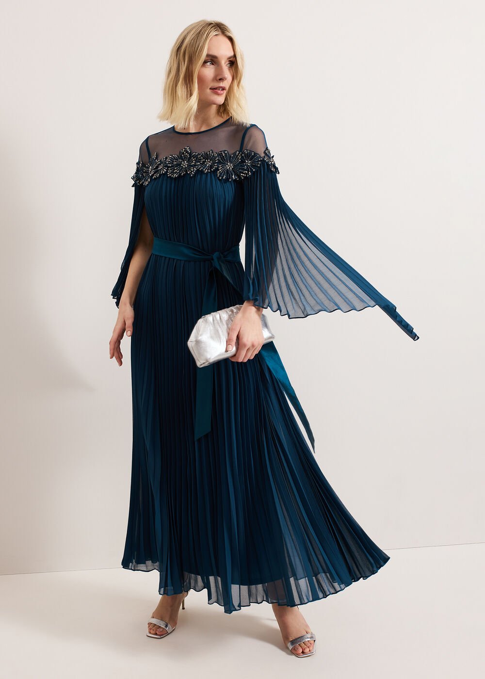 Mavery Beaded Dress Teal