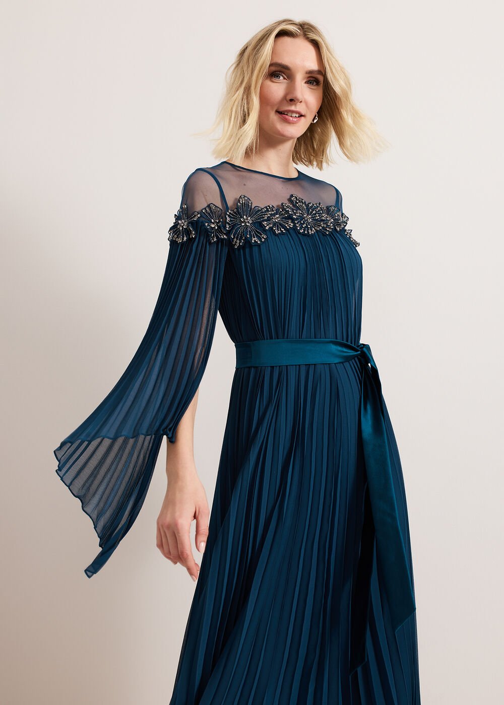 Mavery Beaded Dress Teal