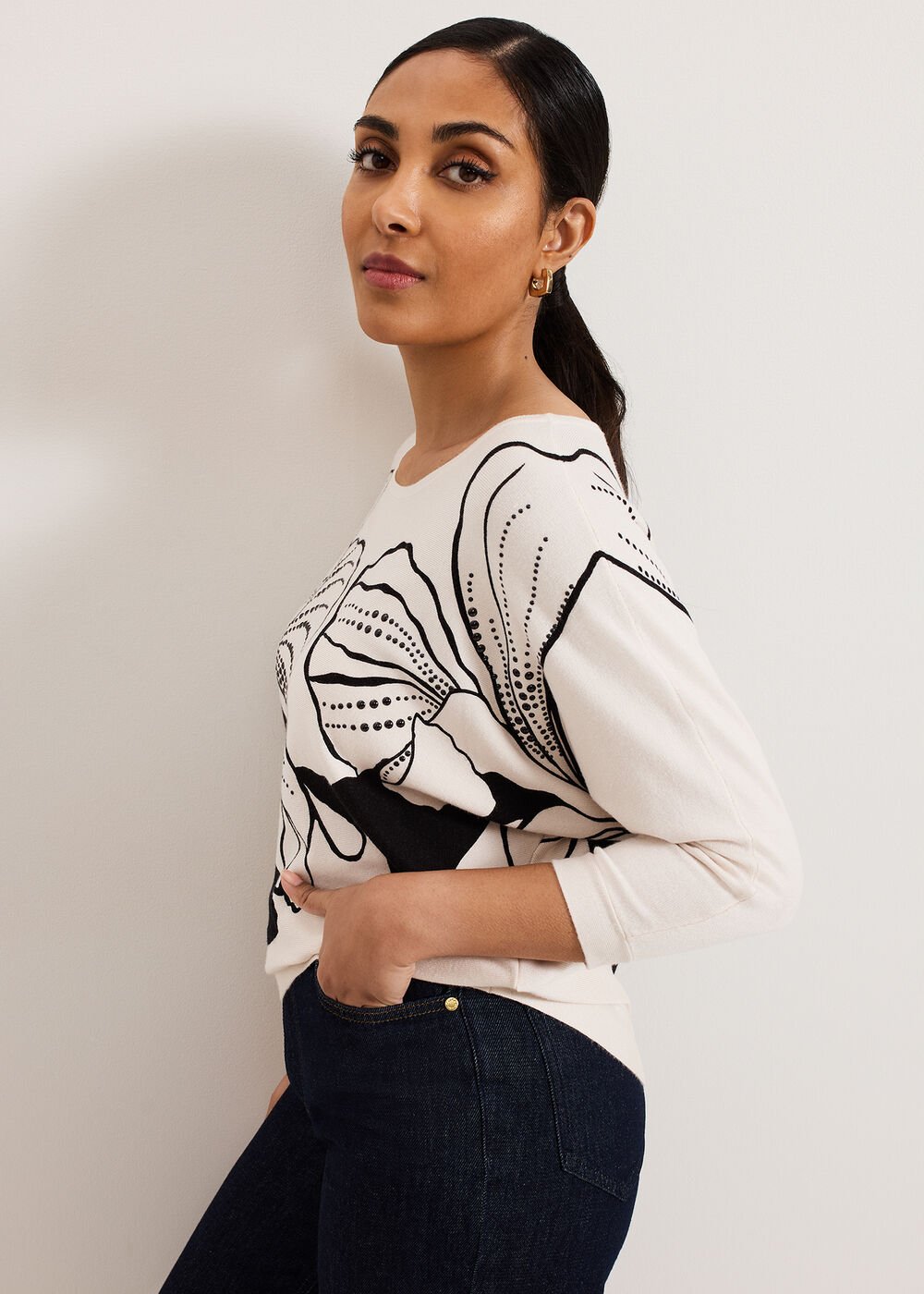 Petite Poppie Top Black/Ivory