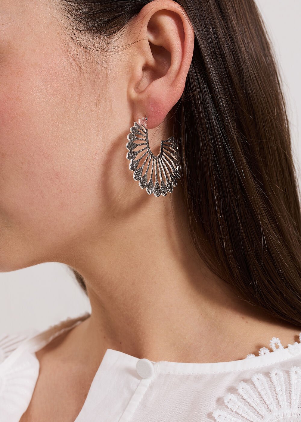 Sunray Hoop Earrings Silver