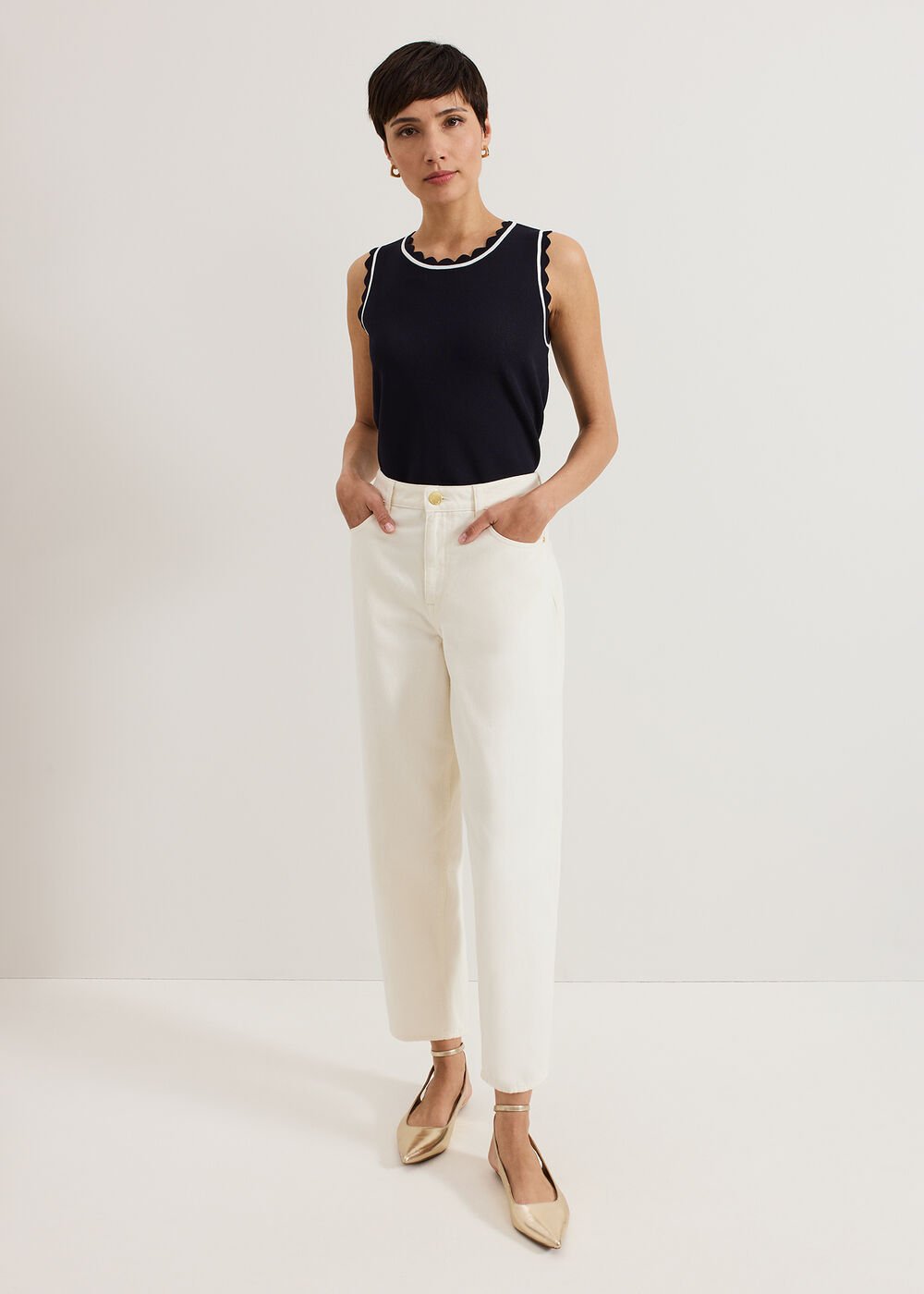 Sophia Barrel Jeans Cream