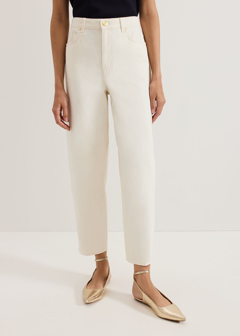 Sophia Barrel Jeans Cream