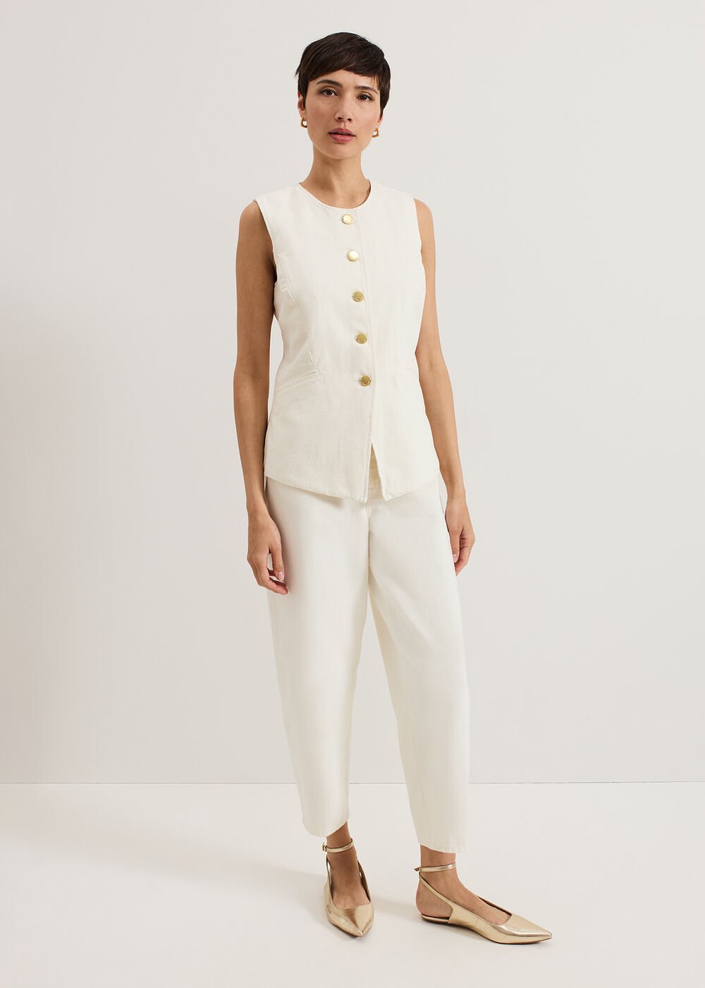 Sophia Barrel Jeans Cream
