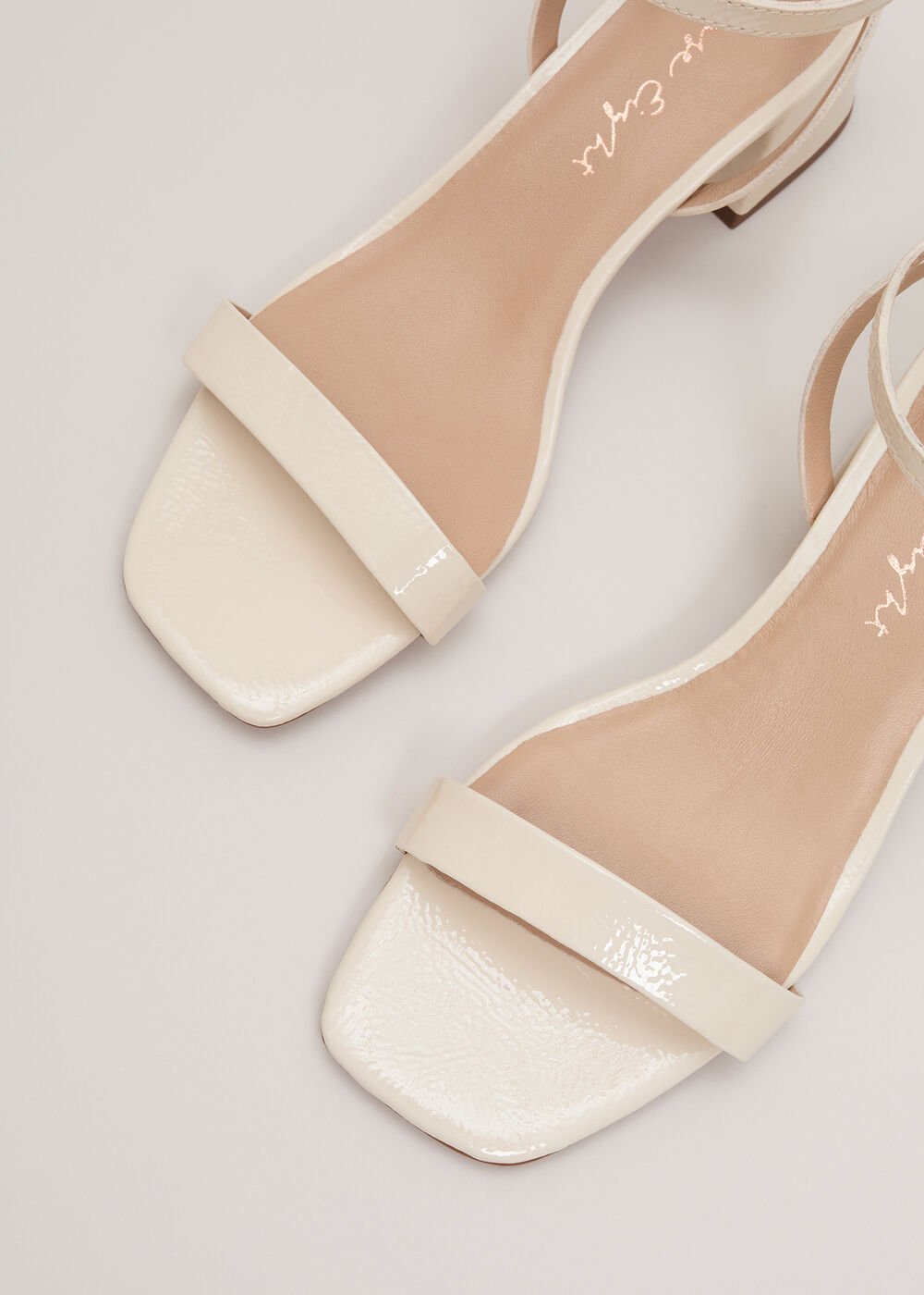 Patent Block Sandal Ivory