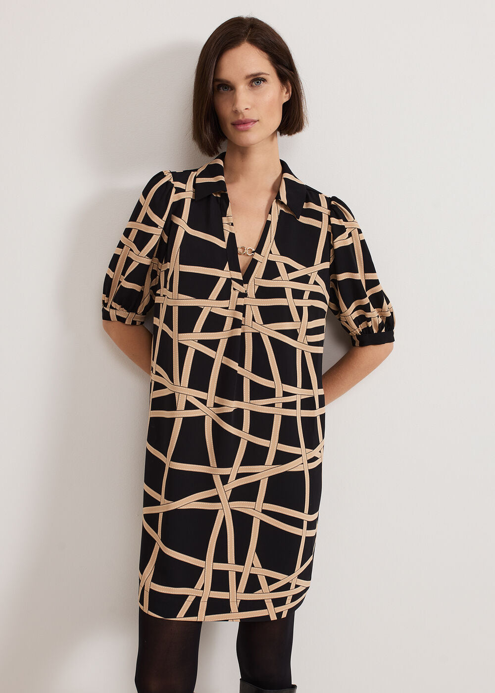 Darlia Ribbon Tunic Dress Camel