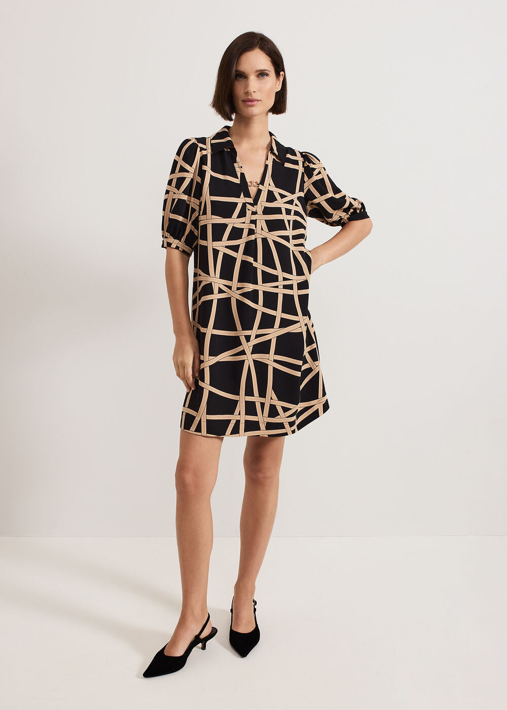 Darlia Ribbon Tunic Dress Camel