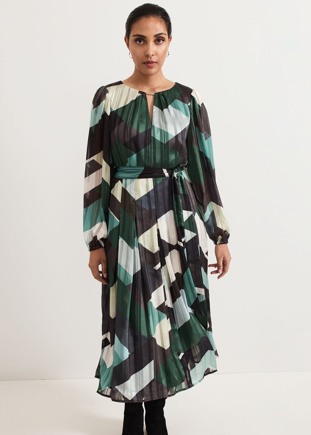 Petite Francesca Midi Dress Multi-Coloured