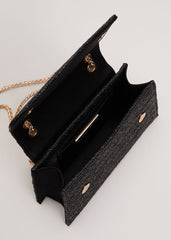 Raffia Clutch Bag Black