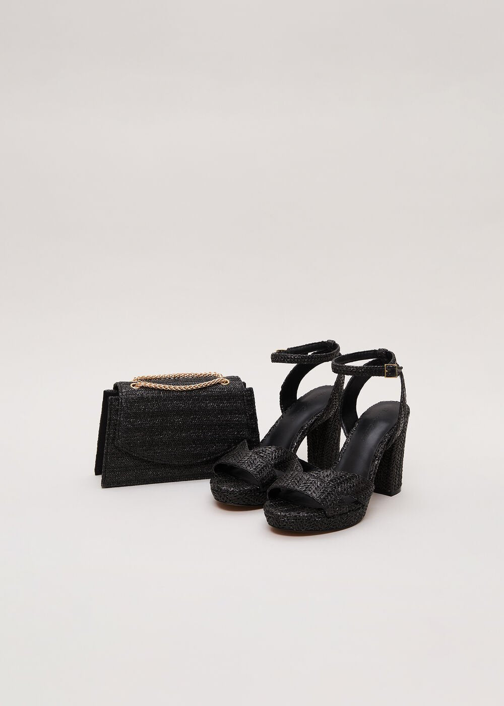 Raffia Clutch Bag Black